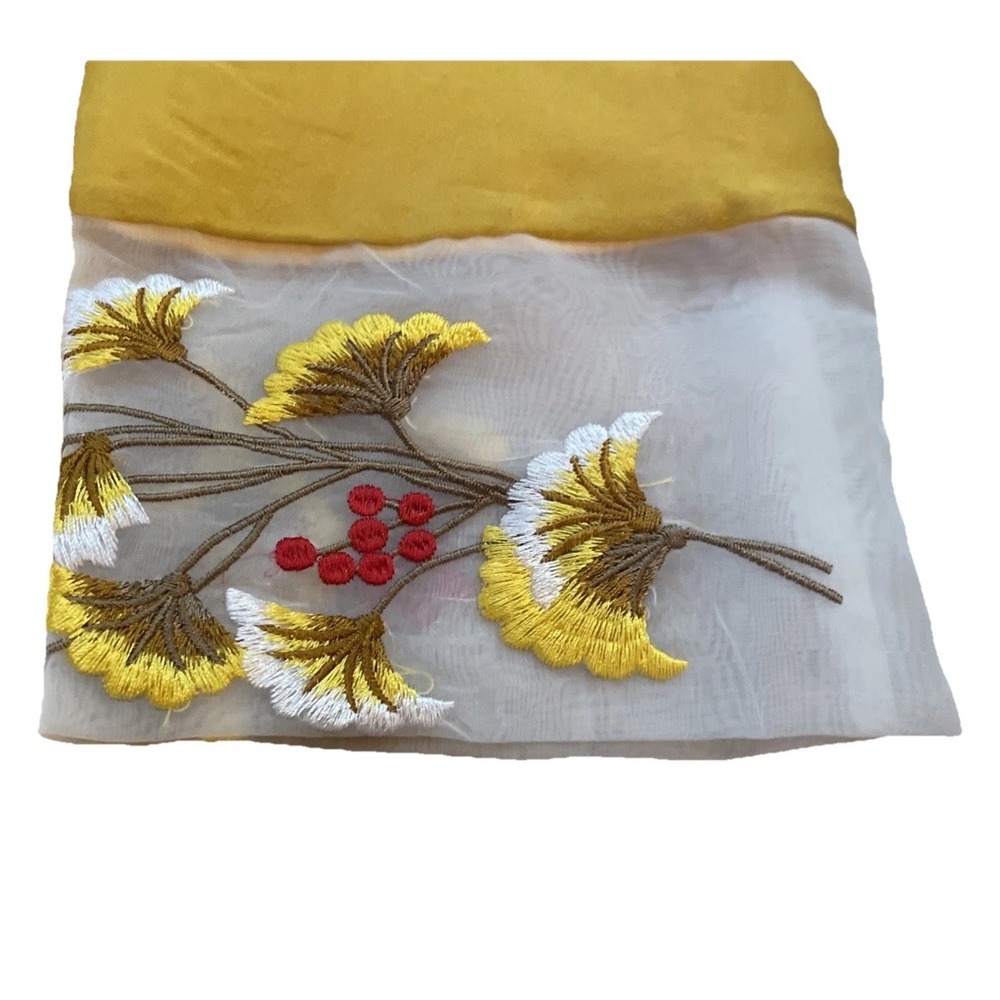 Rui Xin Bei Er‎ Satin Hanfu Cheongsam Pearl Buttons Blouse Yellow Embroidered - Picture 3 of 7